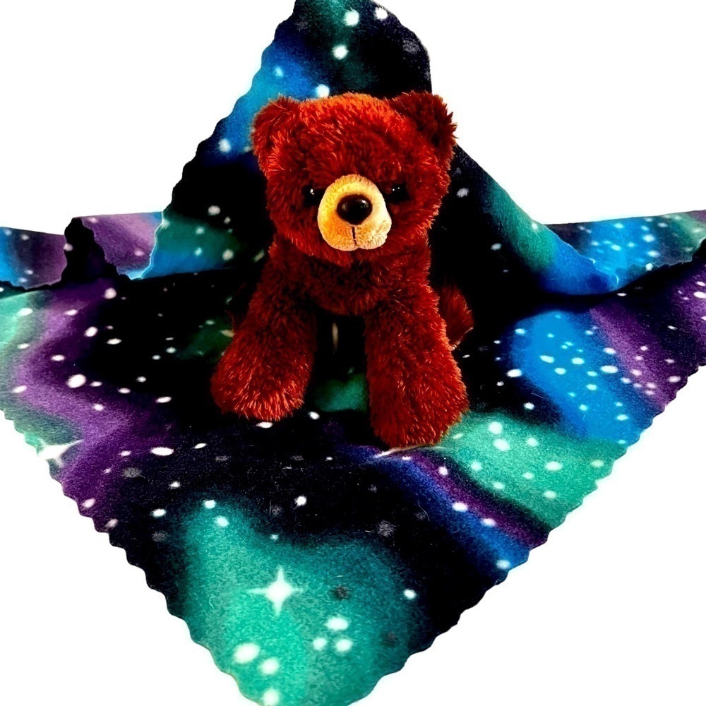 Aurora Space Galaxy Brown Bear Plush Stuffed Animal Lovey Security Blanket 2017